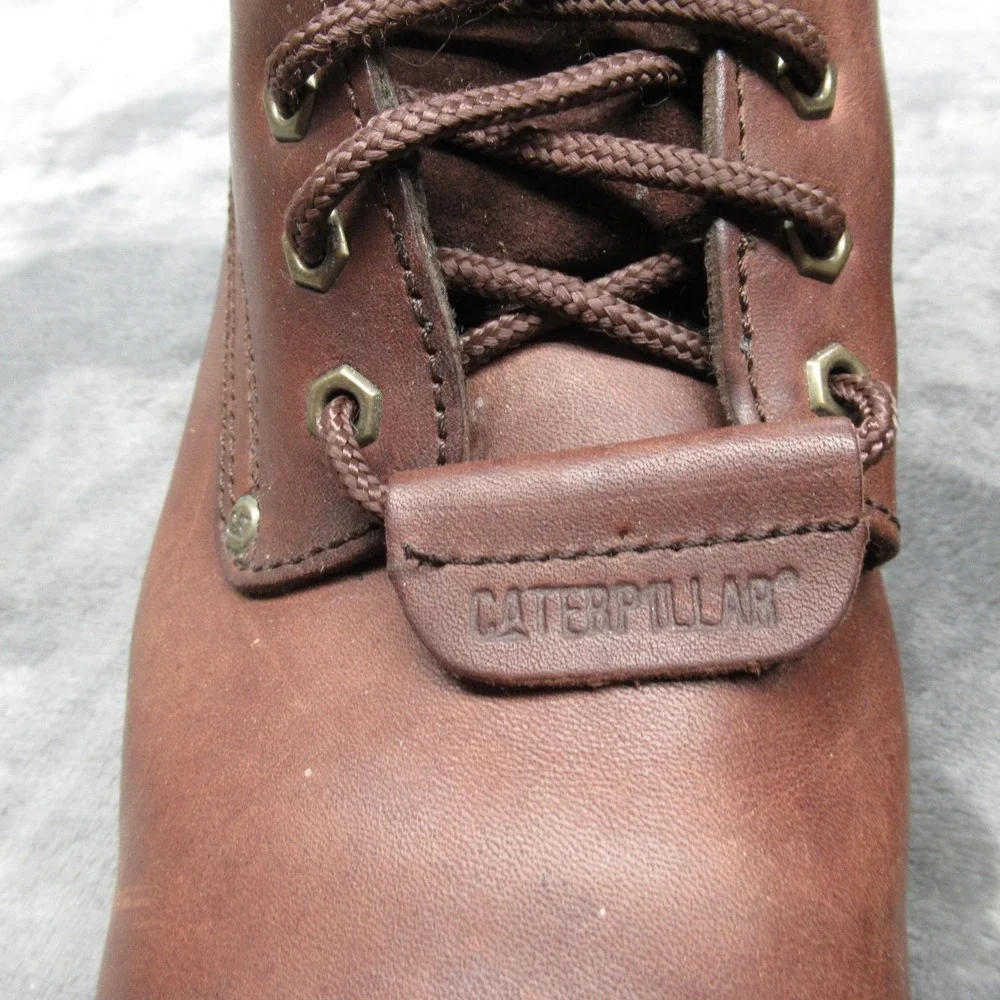 Caterpillar Work Boots Mens 11M Brown Steel Toe Leather Second Shift Lace‎ Up